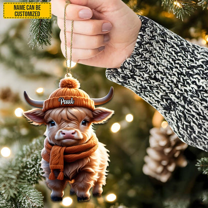 Personalized Charming Christmas Cow Acrylic Ornament