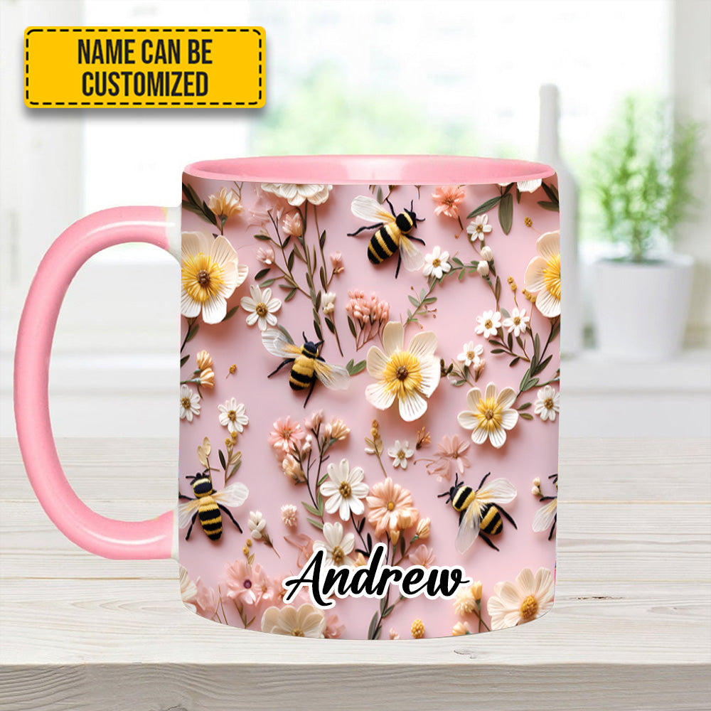 Flower and Bee - Personalized Accent Mug