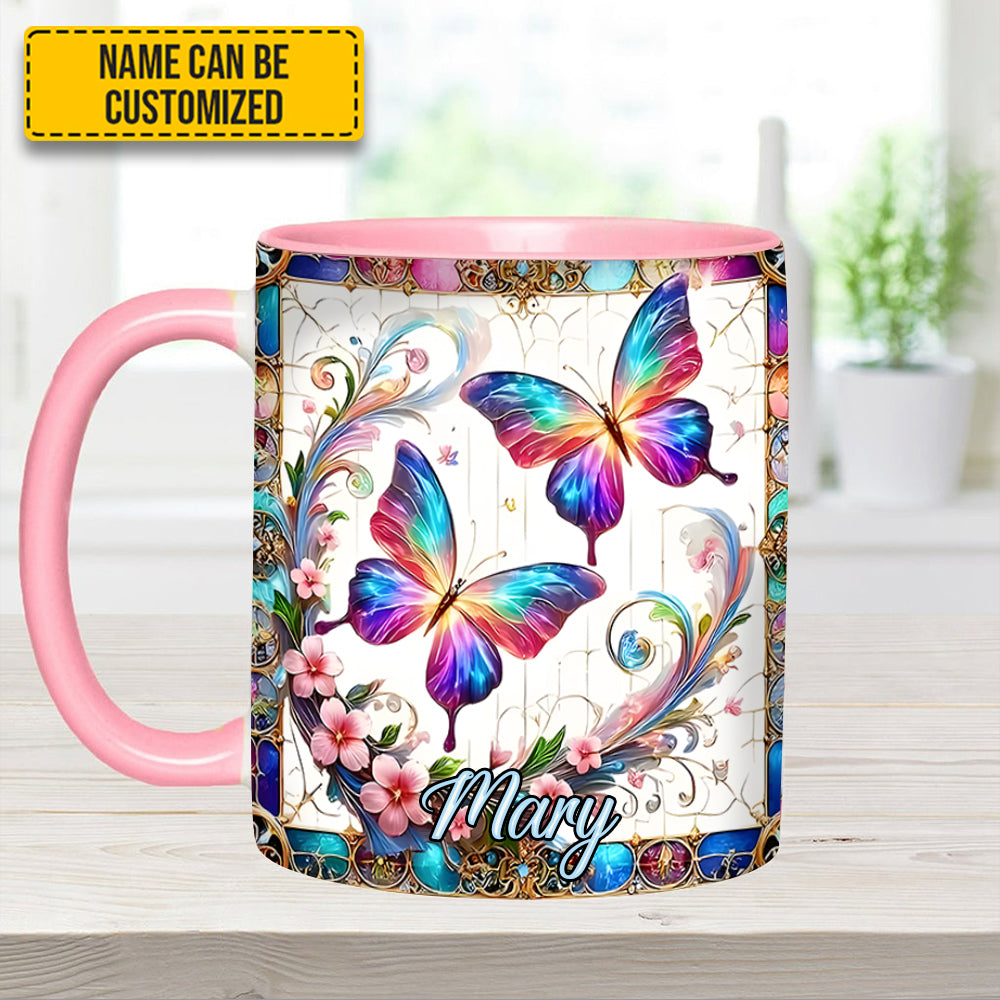 Beautiful Butterflies - Personalized Butterfly Accent Mug