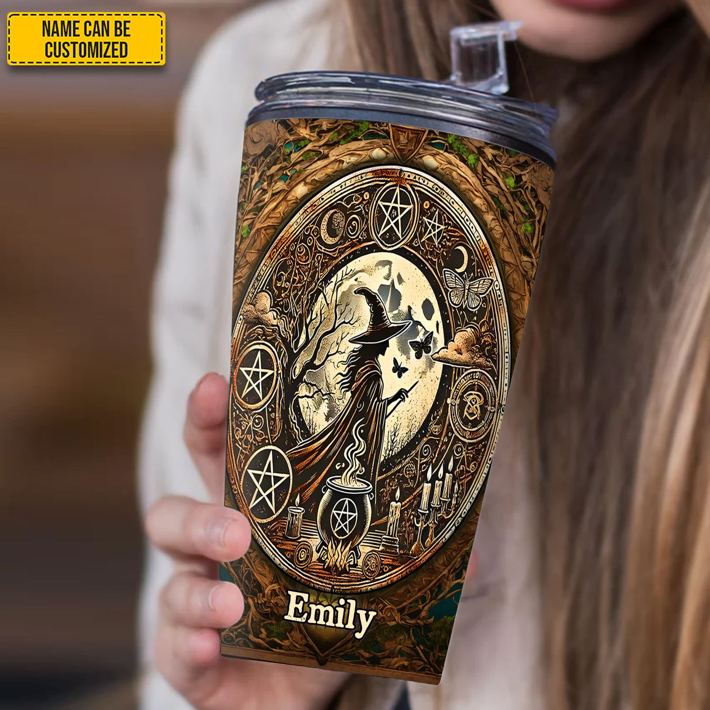 Mysterious Retro Witch - Personalized Witch Tumbler
