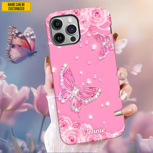 Pink Butterfly - Personalized Phone Case