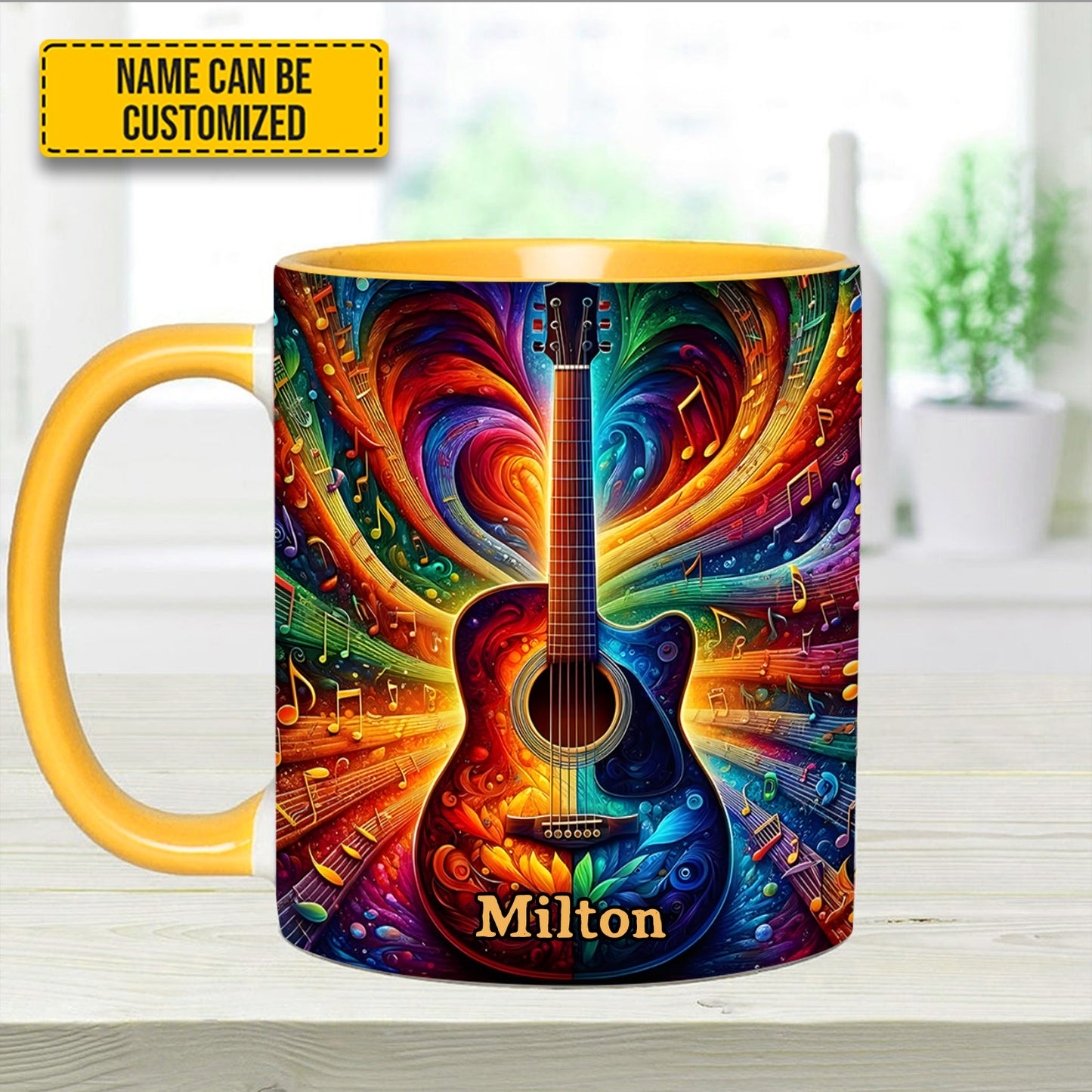Personalized Colorful Guitar Music - Accent Mug