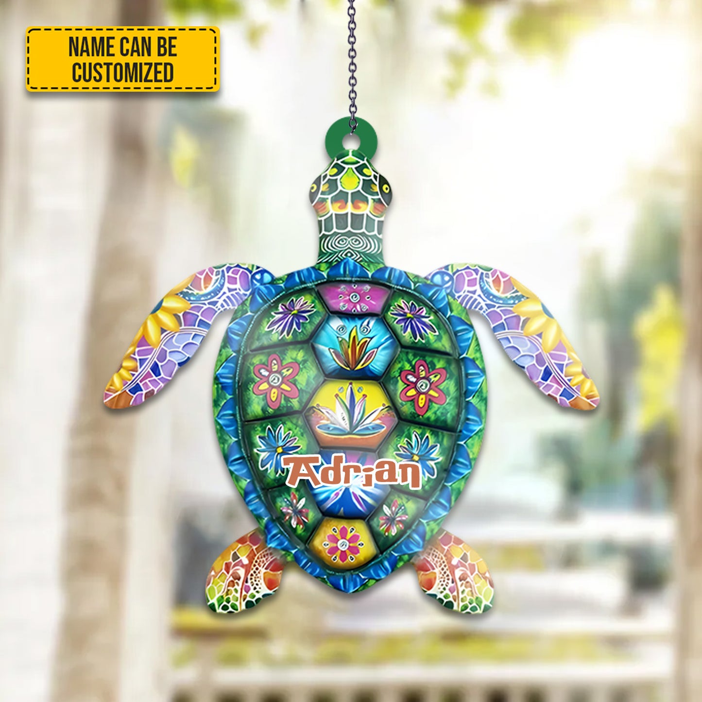 Floral Turtle - Personalized Turtle Acrylic Window