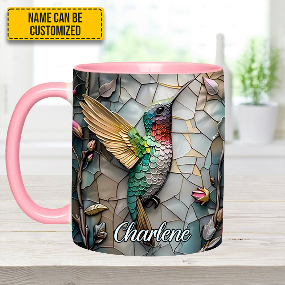 Artistic Hummingbird - Personalized Hummingbird Accent Mug