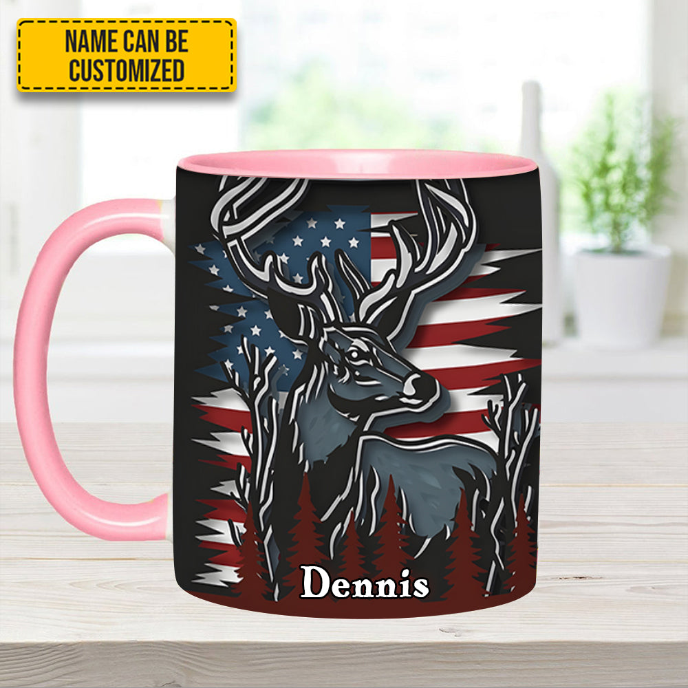 Deer USA Flag - Personalized Hunting Accent Mug