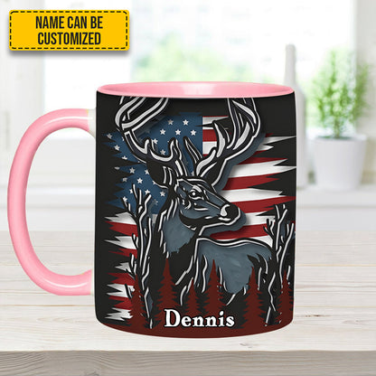 Deer USA Flag - Personalized Hunting Accent Mug