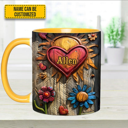 Hippie Heart Symbol - Personalized Hippie Accent Mug