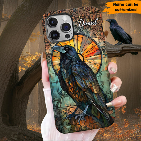 Stained Glass Raven - Personalized Raven Phone Case