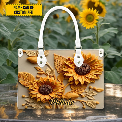 Love Sunflower - Personalized Sunflower Leather Handbag