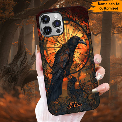 Raven Halloween Stained Glass - Personalized Phone Case