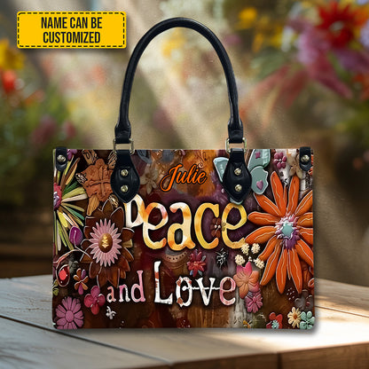Peace & Love - Personalized Leather Handbag