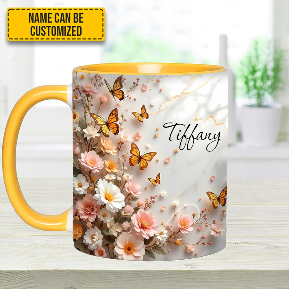 Butterfly and Flower - Personalized Accent Mug