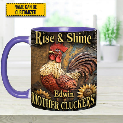Rise & Shine - Personalized Chicken Accent Mug