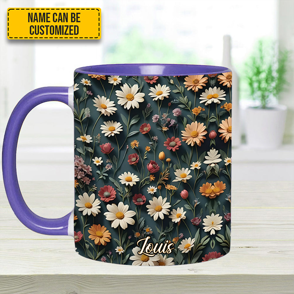 Beautiful Floral - Personalized Flowers Accent Mug