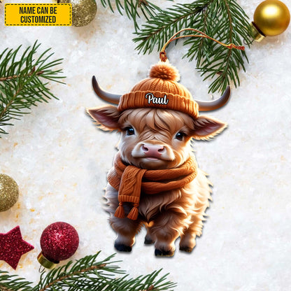 Personalized Charming Christmas Cow Acrylic Ornament