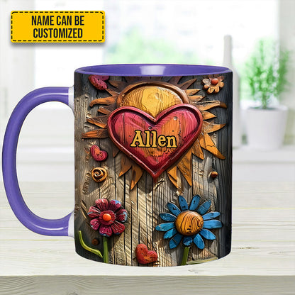 Hippie Heart Symbol - Personalized Hippie Accent Mug