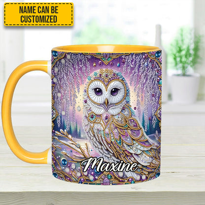 Crystal Diamond - Personalized Owl Accent Mug