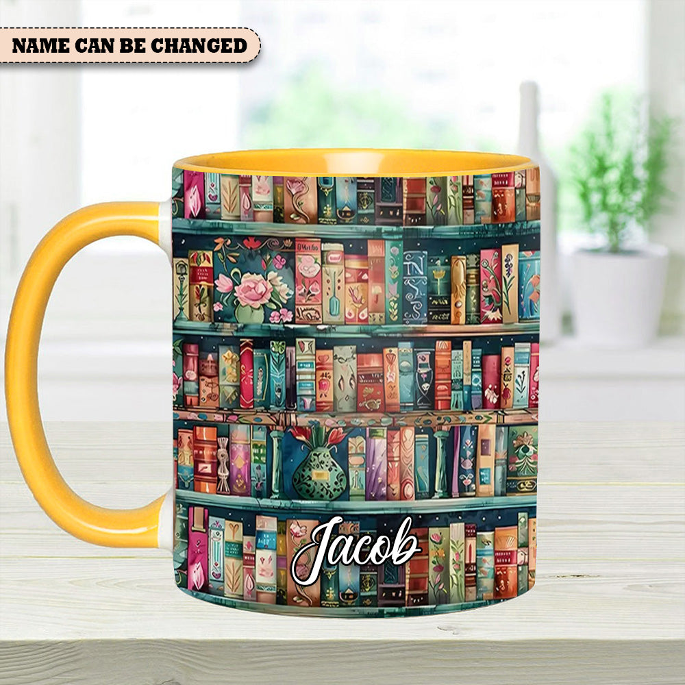 Personalized Bookshelf Mug – Cozy Library Lover’s Dream
