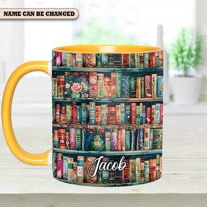 Personalized Bookshelf Mug – Cozy Library Lover’s Dream