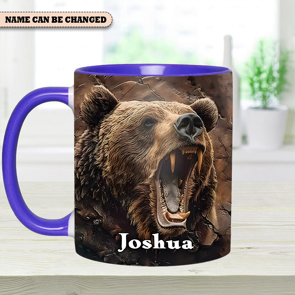 Personalized Grizzly Bear Accent Mug – The Perfect Rustic Gift for Men, Dads, and Nature Lovers.