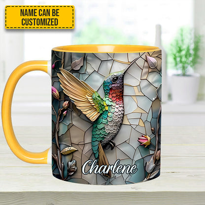 Artistic Hummingbird - Personalized Hummingbird Accent Mug