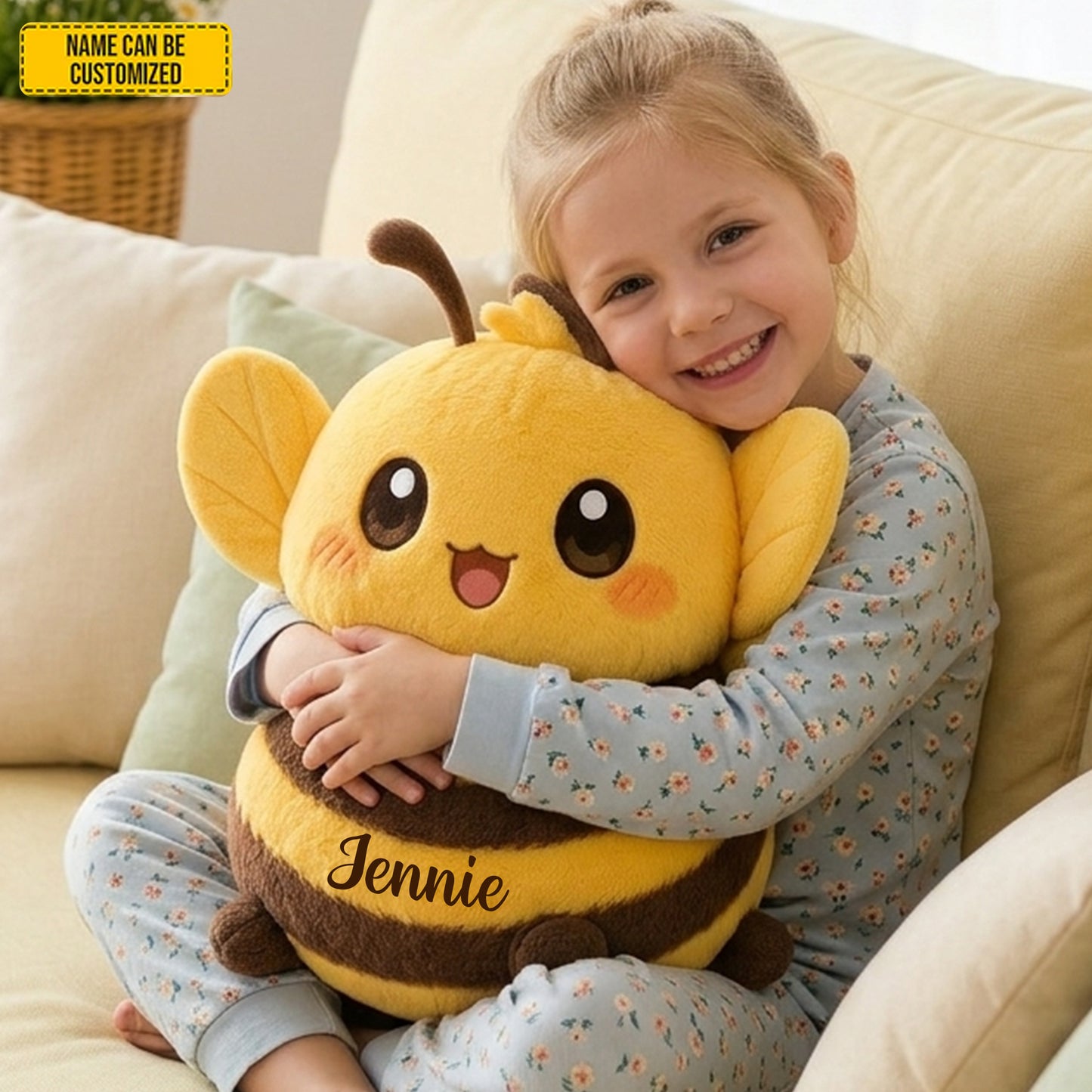 Personalized Cute Bee Custom Shape Pillow