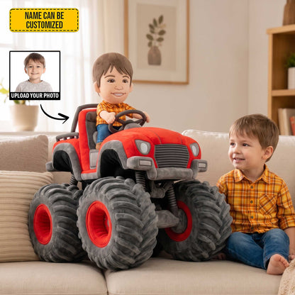 Personalized Monster Truck Adventure Photo Shape Pillow