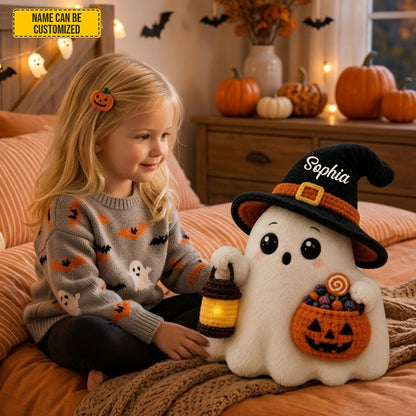Personalized Trick-or-Treat Ghost Halloween Pillow