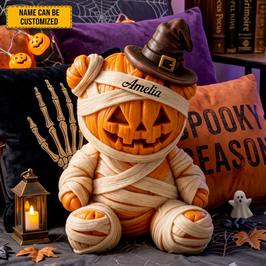 Personalized Pumpkin Mummy Halloween Pillow