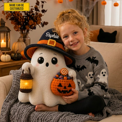 Personalized Trick-or-Treat Ghost Halloween Pillow