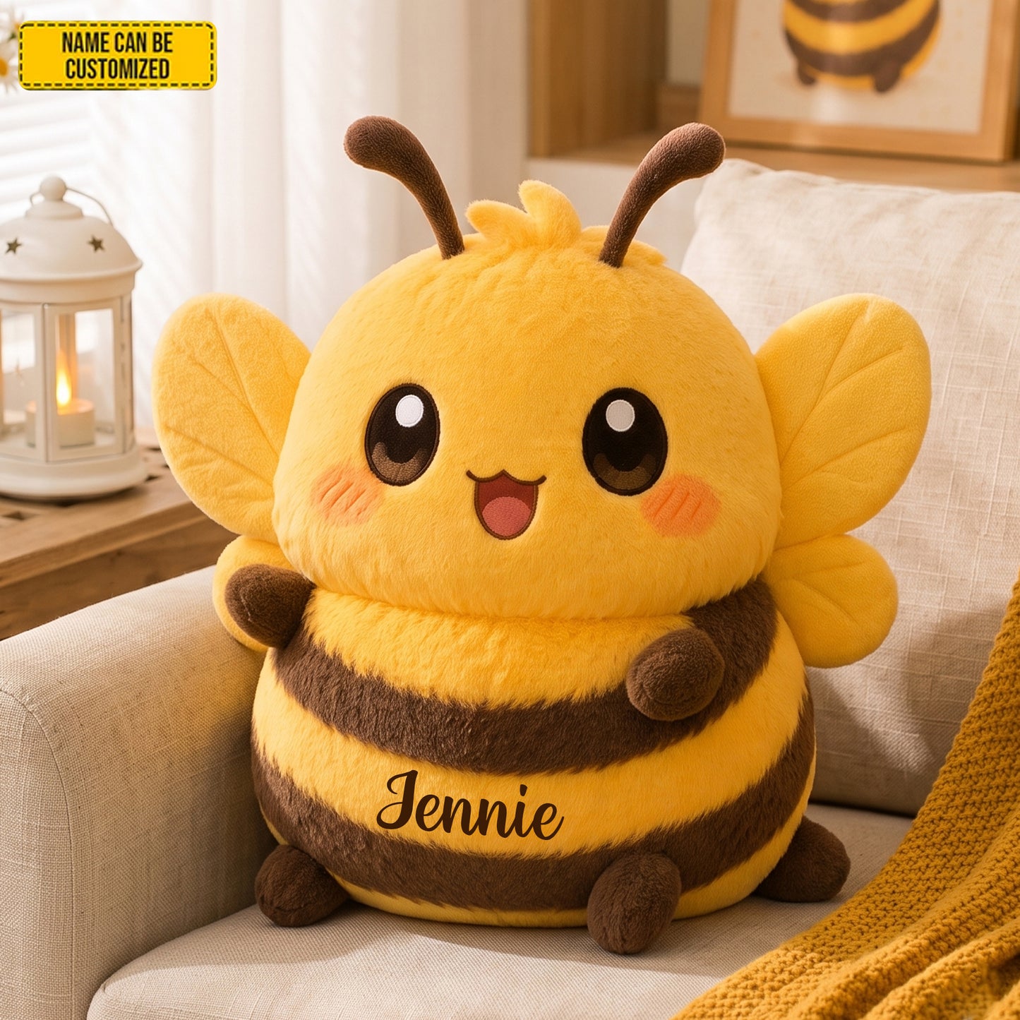 Personalized Cute Bee Custom Shape Pillow