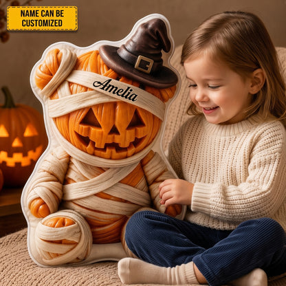 Personalized Pumpkin Mummy Halloween Pillow