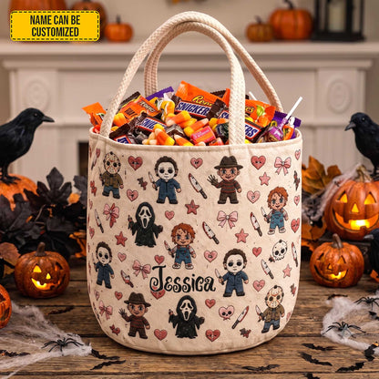 Personalized Cute Horror Characters Halloween Trick or Treat Candy Basket