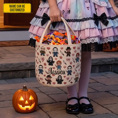 Personalized Cute Horror Characters Halloween Trick or Treat Candy Basket