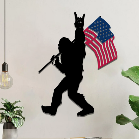 Rockin’ in the USA – Bigfoot Flag Metal Sign