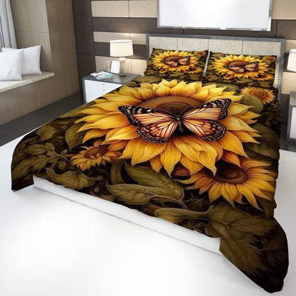 Personalize Sunflower and Butterfly Bedding Set