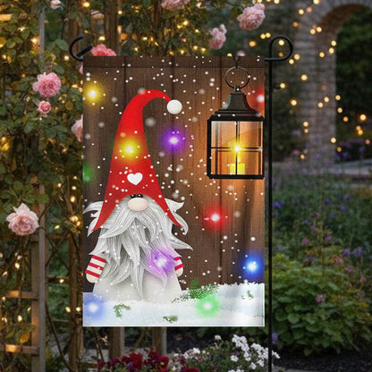 Christmas Gnome with Lantern – Holiday Garden Flag