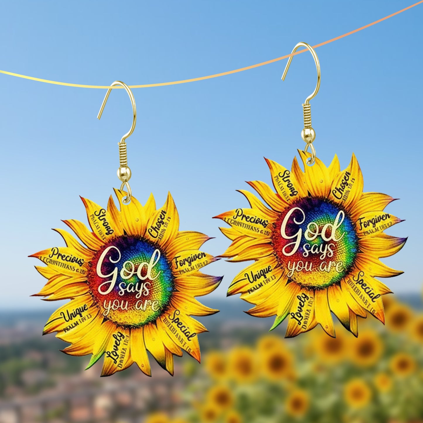 God Says You Are - Sunflower Earrings