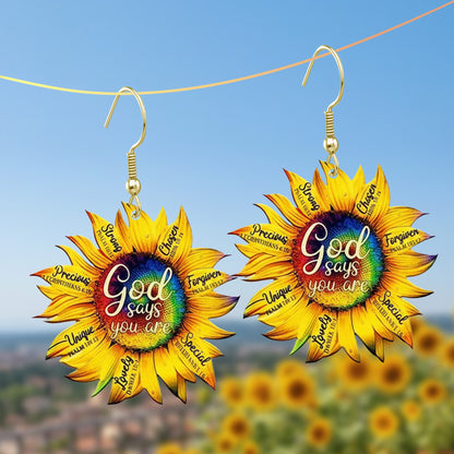 God Says You Are - Sunflower Earrings