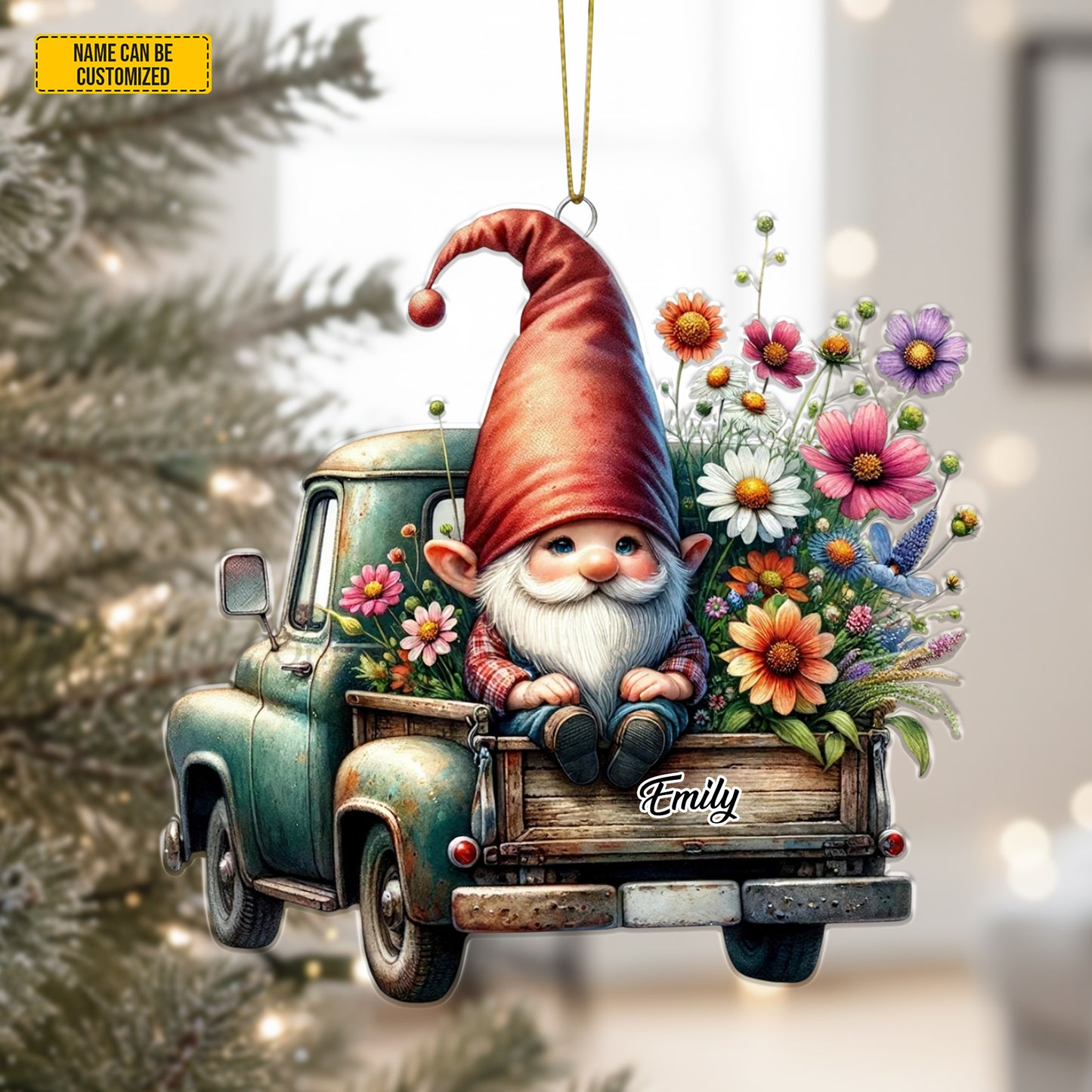 Personalized Gnome Truck Acrylic Ornament