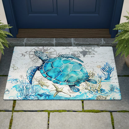 Ocean Blue Sea Turtle Doormat