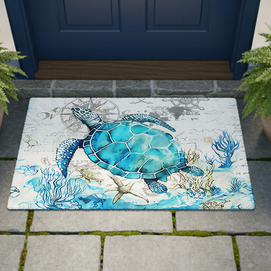 Ocean Blue Sea Turtle Doormat