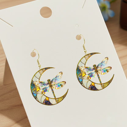 Dragonfly & Crescent Moon Earrings