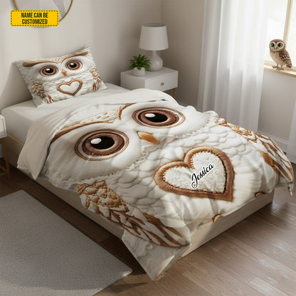 Personalize Cute Owl Bedding Set