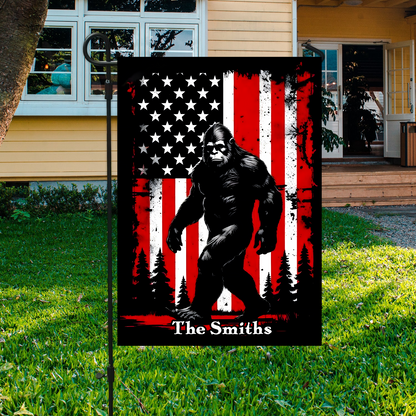 Personalized Patriotic Bigfoot American Garden Flag, House Flag