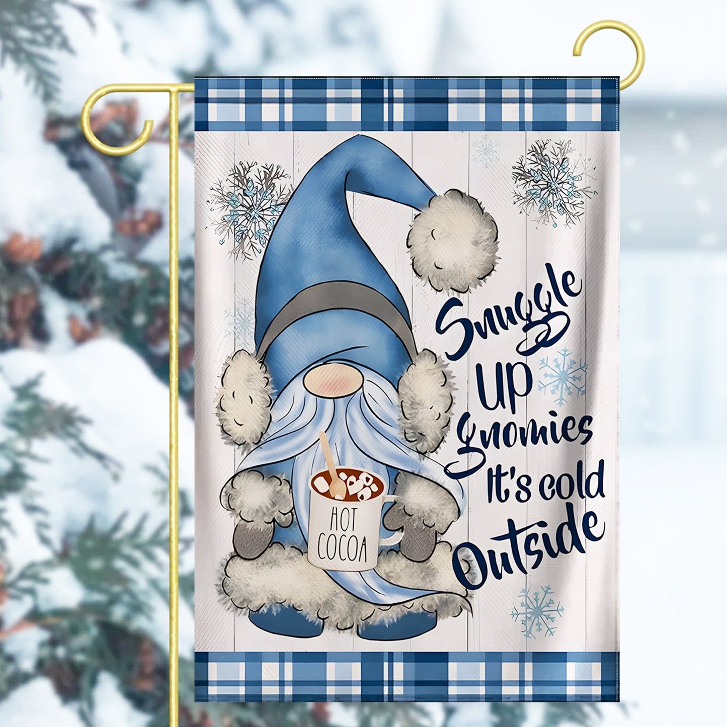 Snuggle Up Gnomies - Christmas Garden Flag