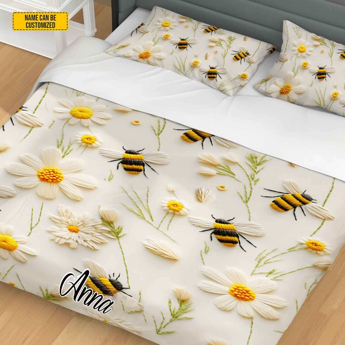 Personalize Bee & Daisy Bedding Set