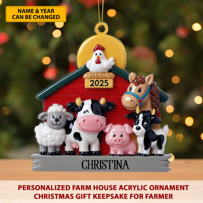 Personalized Farmhouse Christmas Acrylic Ornament