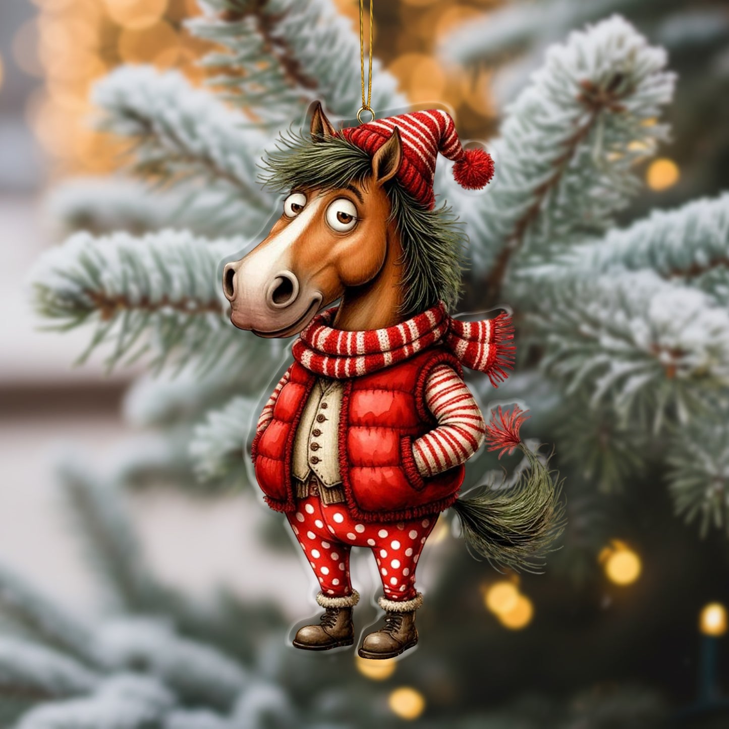 Funny Christmas Horse Ornament