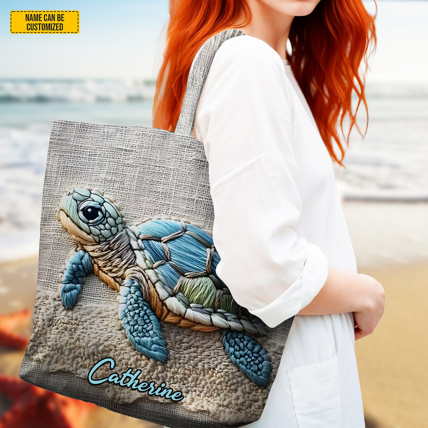 Personalized Sea Turtle Tote Bag